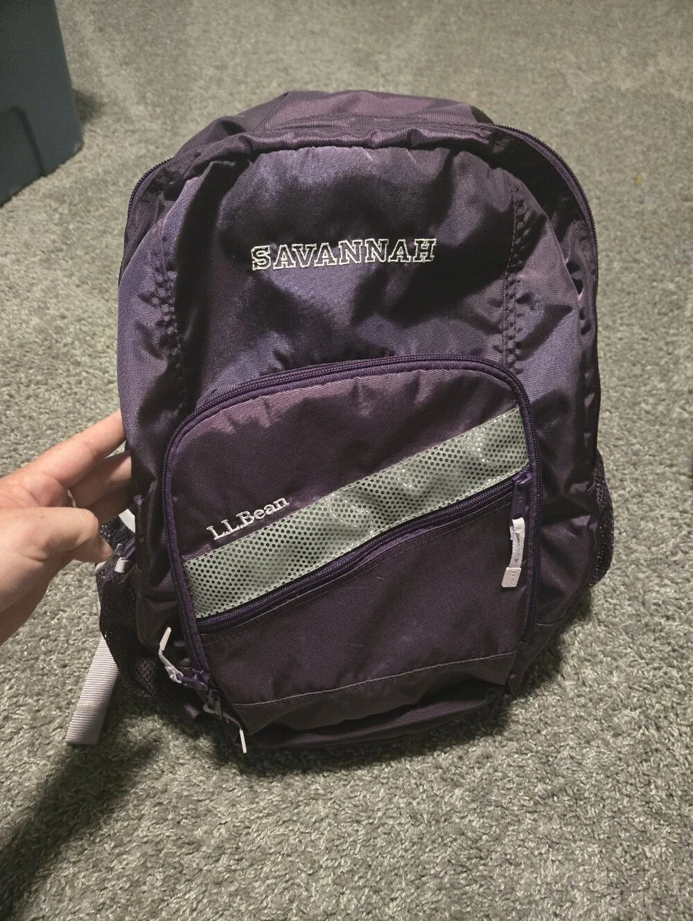 L.L. Bean Purple Backpack with Light Gray Accents